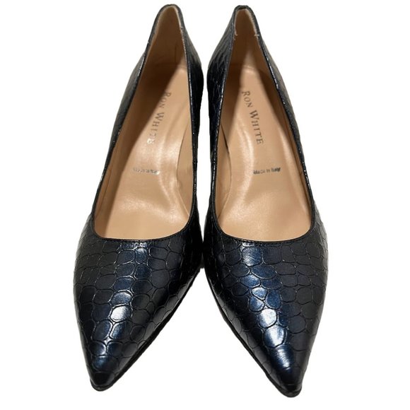 Ron White - Cindy Croco Blue Pump Size 6.5US/37EU